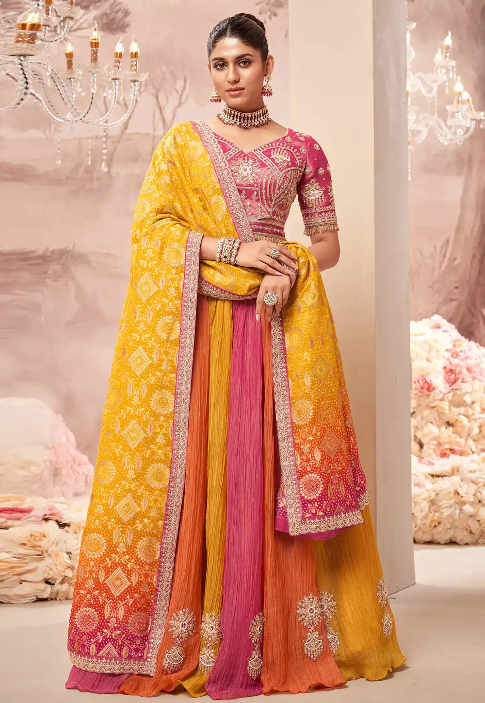 Multicolor Silk Wedding Lehenga Choli 326615