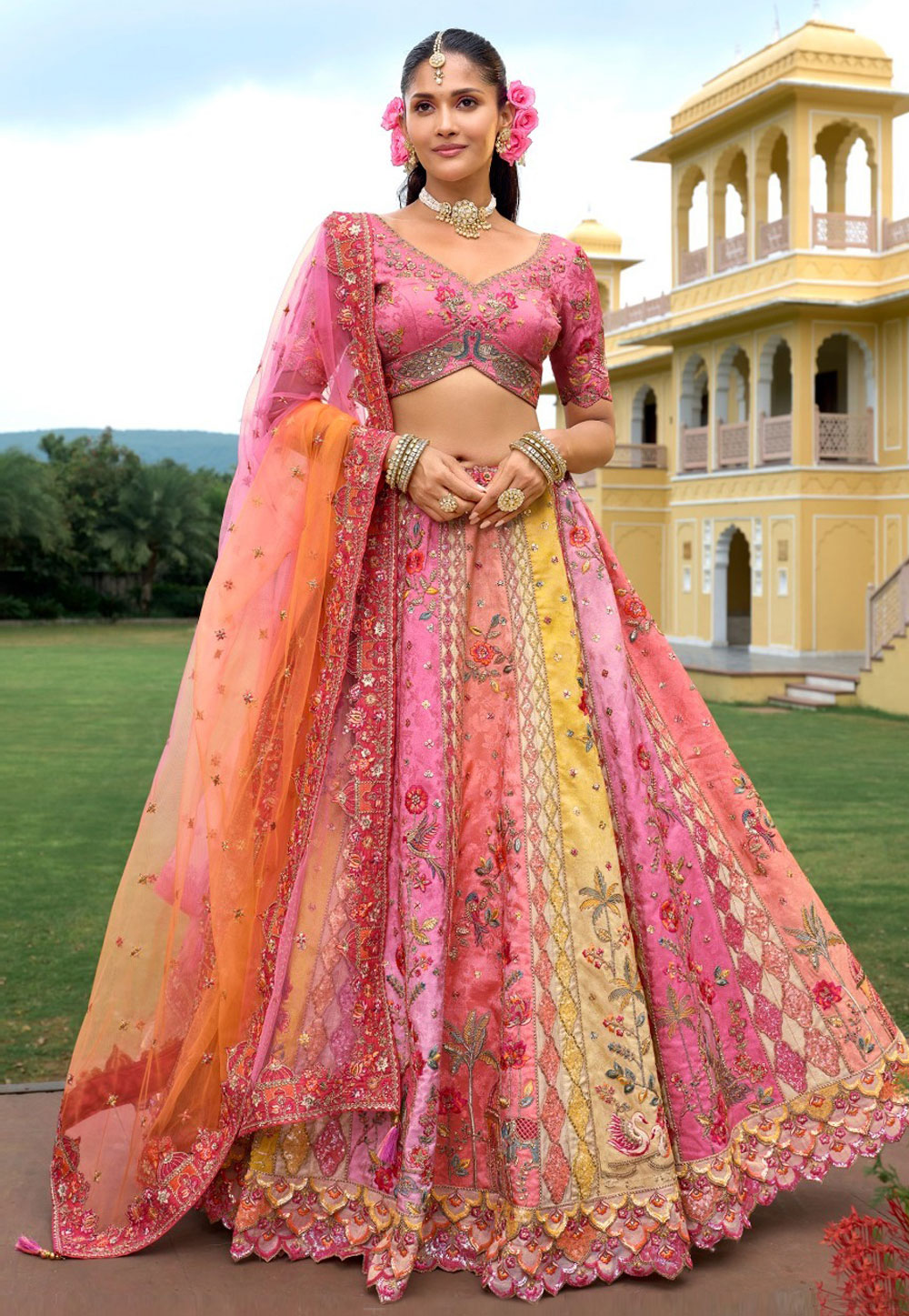 Multicolor Silk Wedding Lehenga Choli 318885