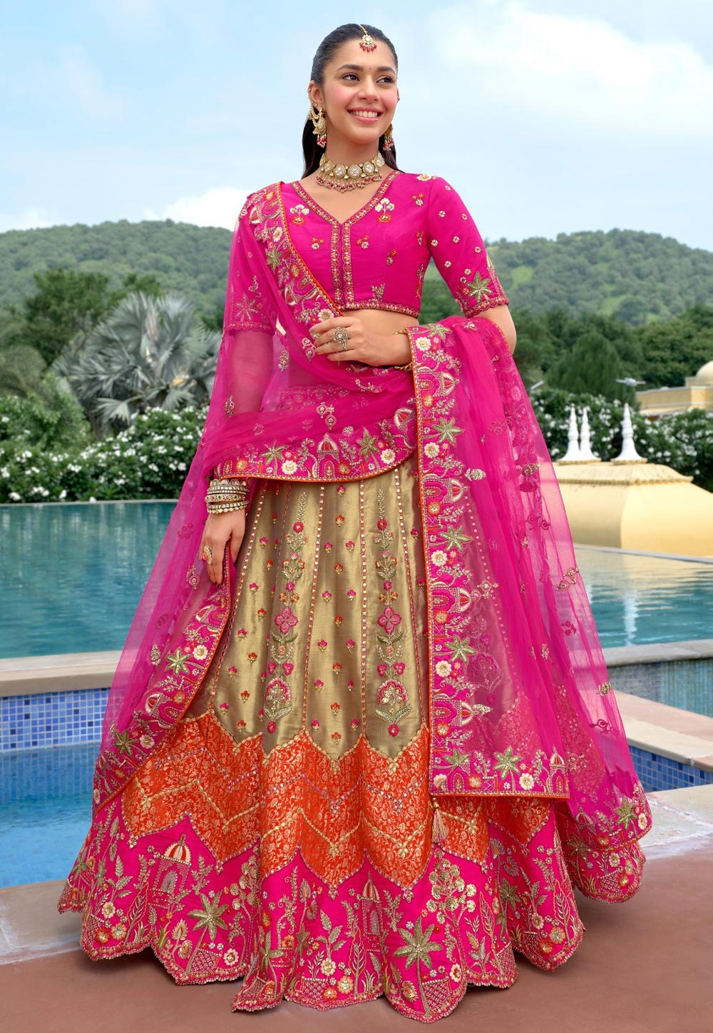 Multicolor Silk Wedding Lehenga Choli 318894