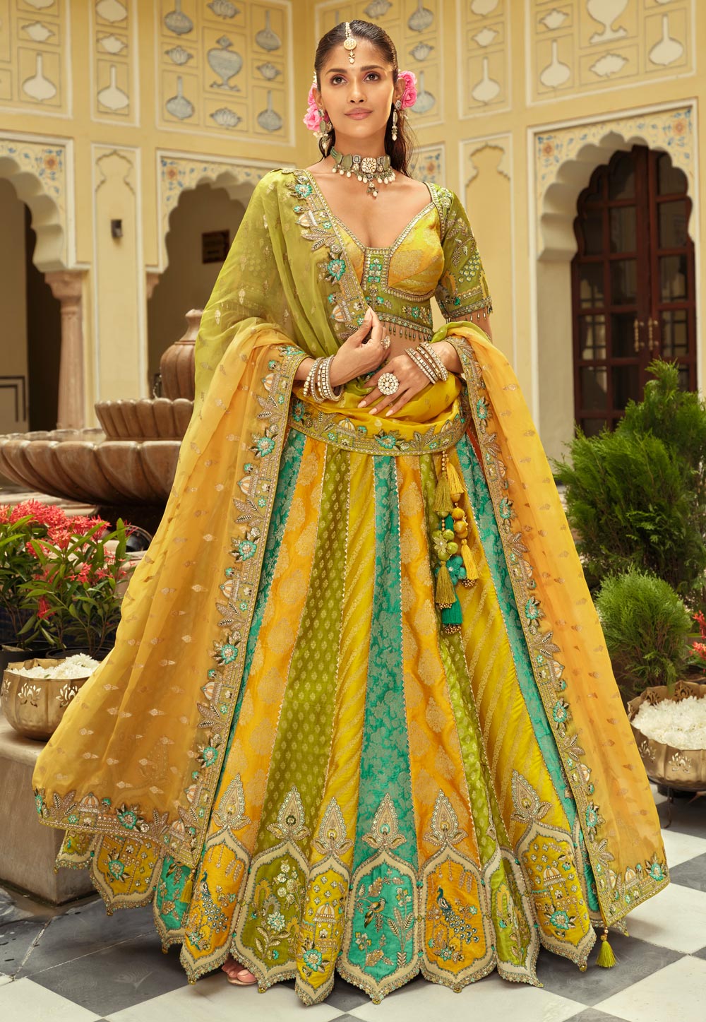 Multicolor Silk Wedding Lehenga Choli 319432