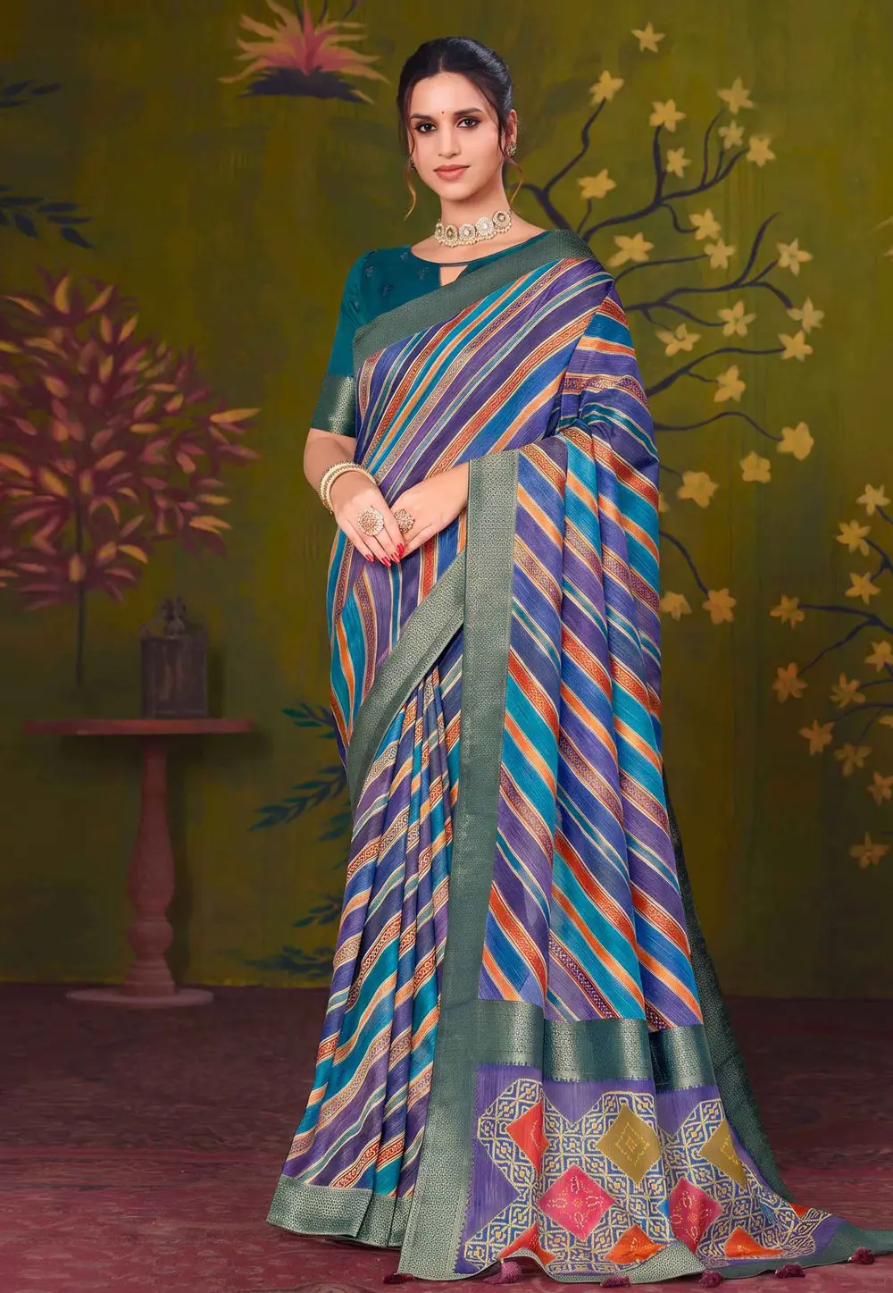 Multicolor Tussar Silk Saree With Blouse 336252
