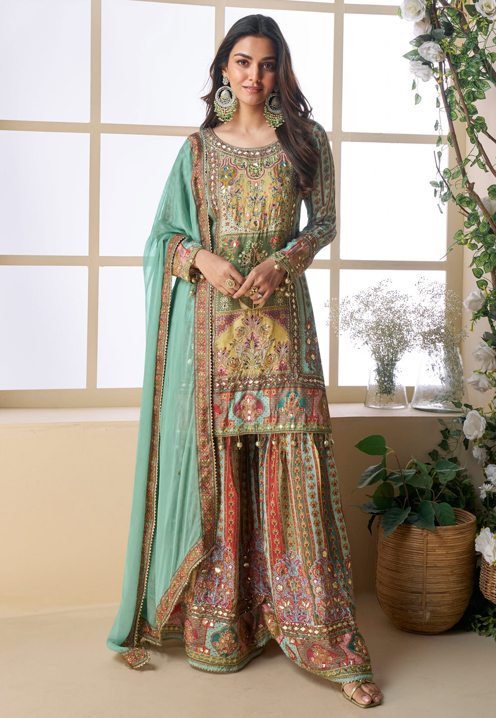 Multicolor Viscose Palazzo Suit 314125