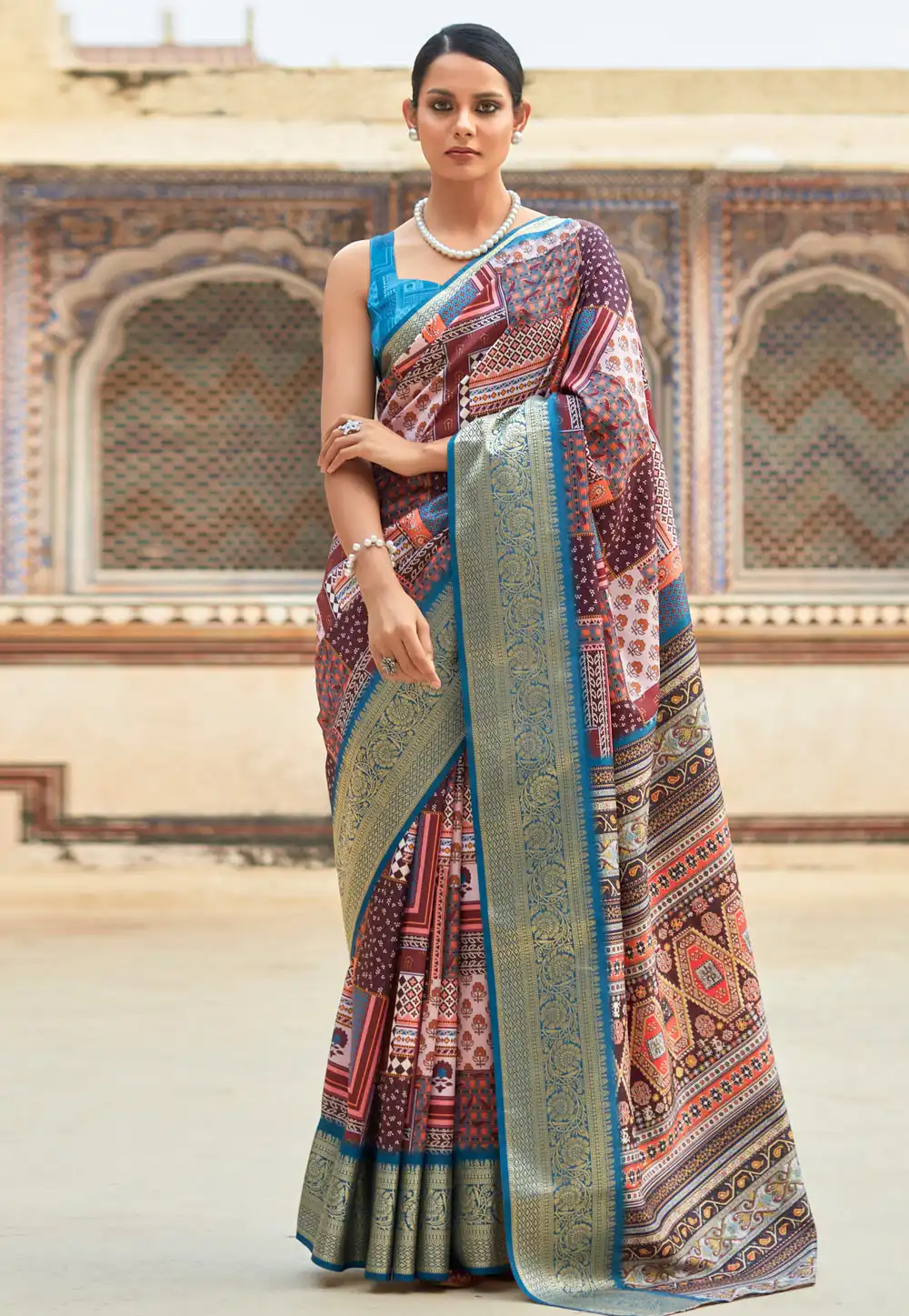 Multicolor Viscose Saree With Blouse 281828