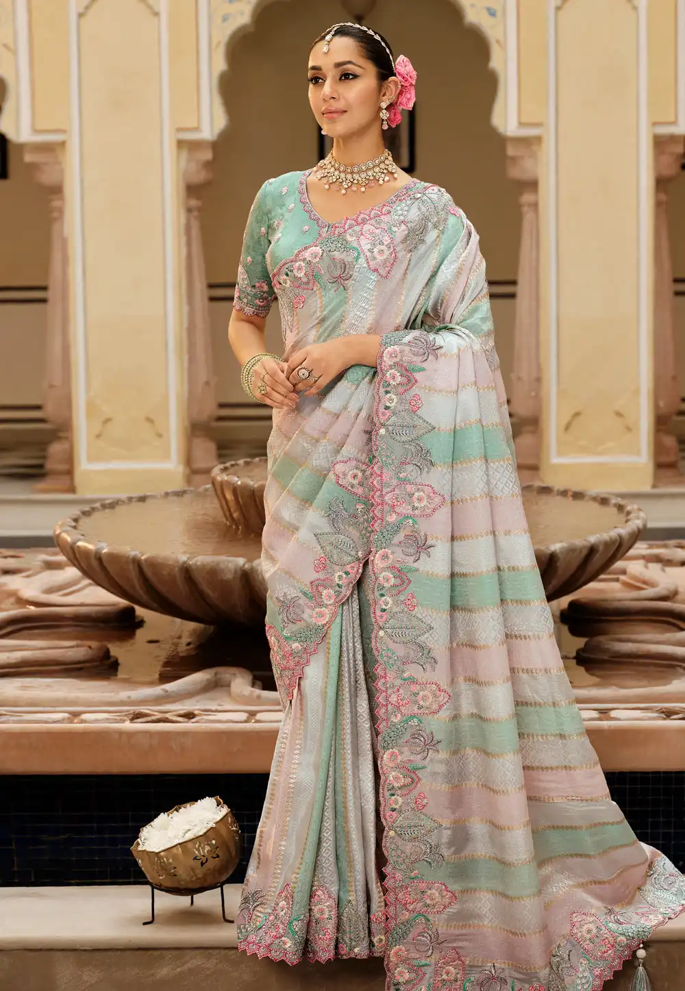 Multicolor Viscose Saree With Blouse 317624