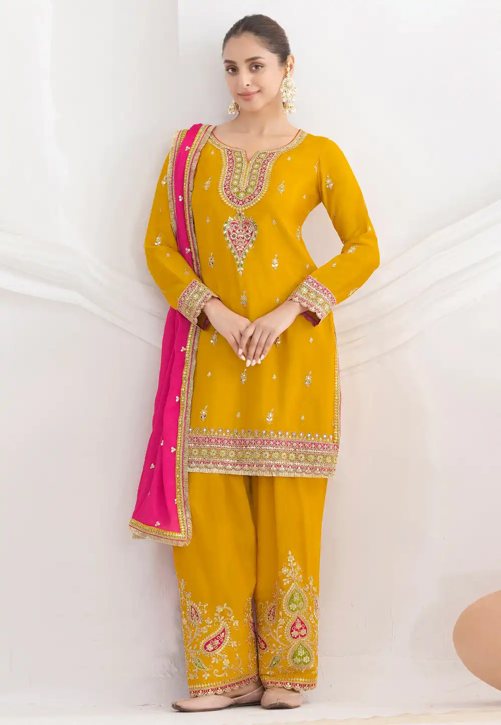 Mustard Chinon Pakistani Suit 315649