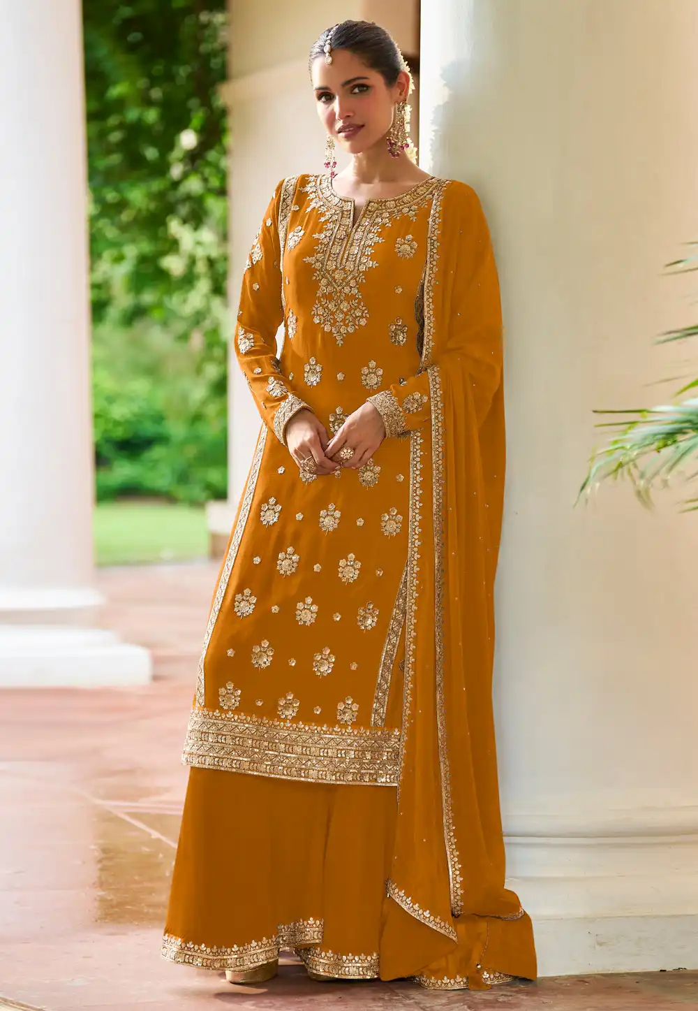 Mustard Chinon Pakistani Suit 325086
