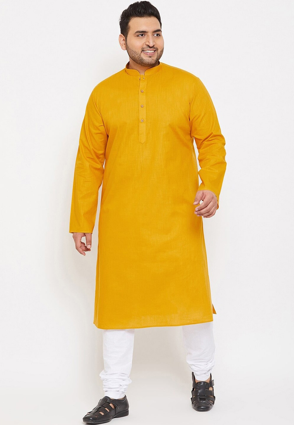 Mustard Cotton Kurta Pajama 309756