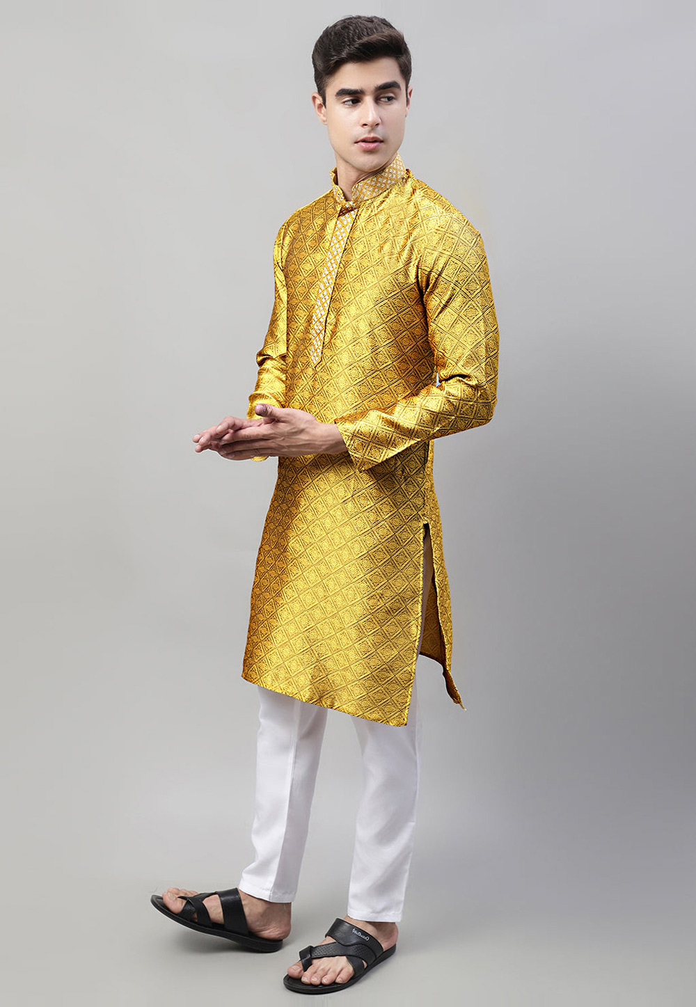 Mustard Cotton Kurta Pajama 281690