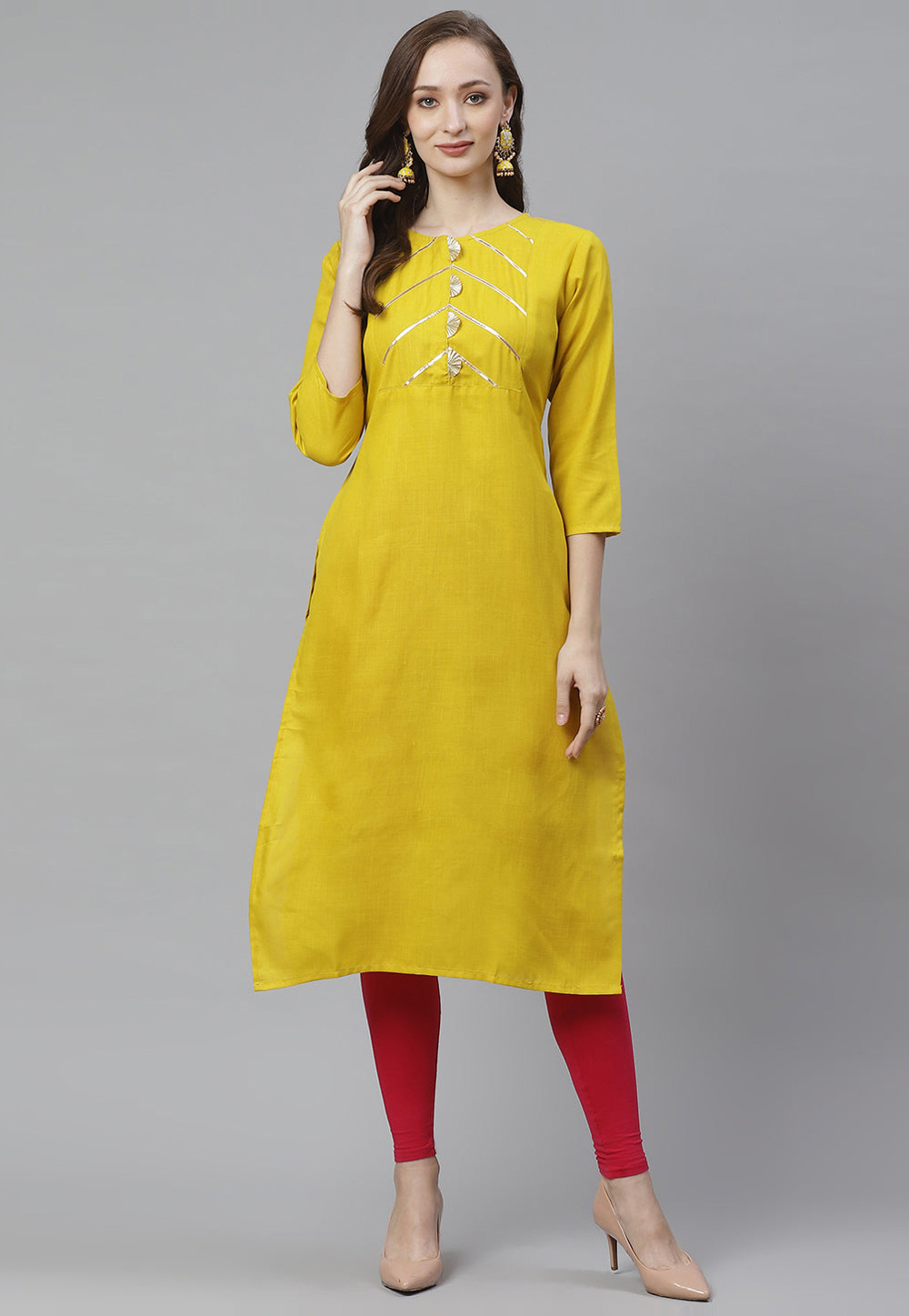 Mustard Cotton Long Tunic 282213