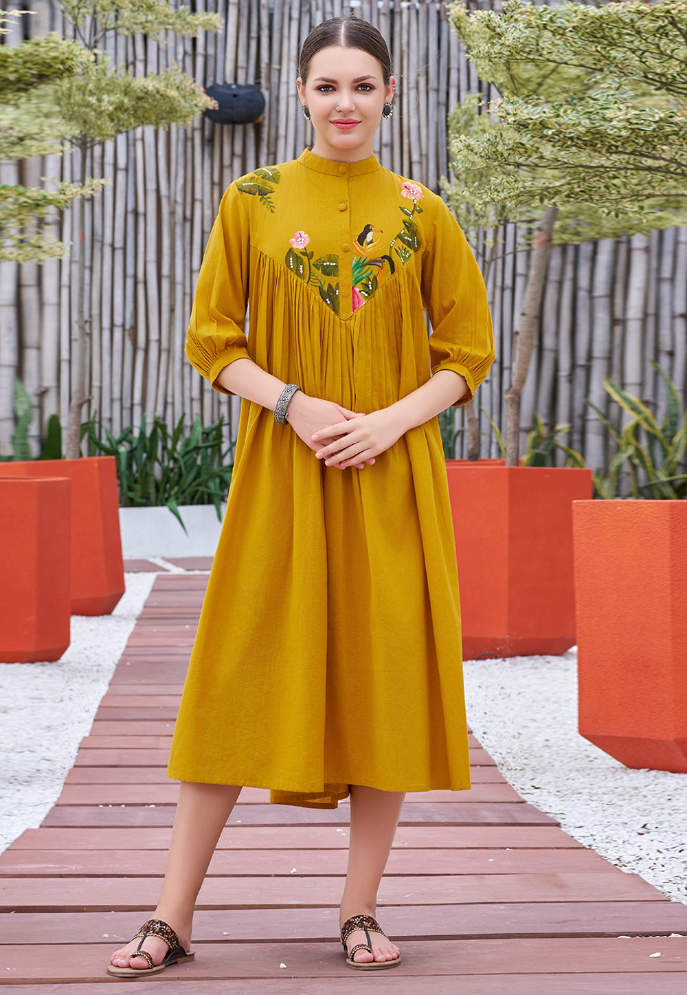 Mustard Cotton Long Tunic 308099