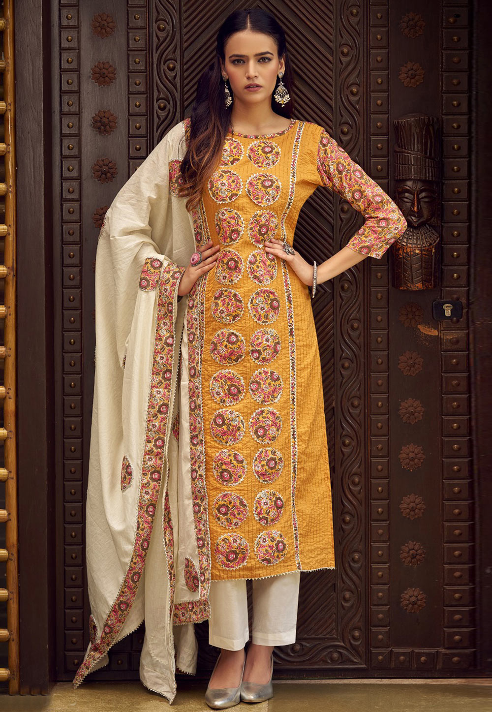 Mustard Cotton Pakistani Suit 310159