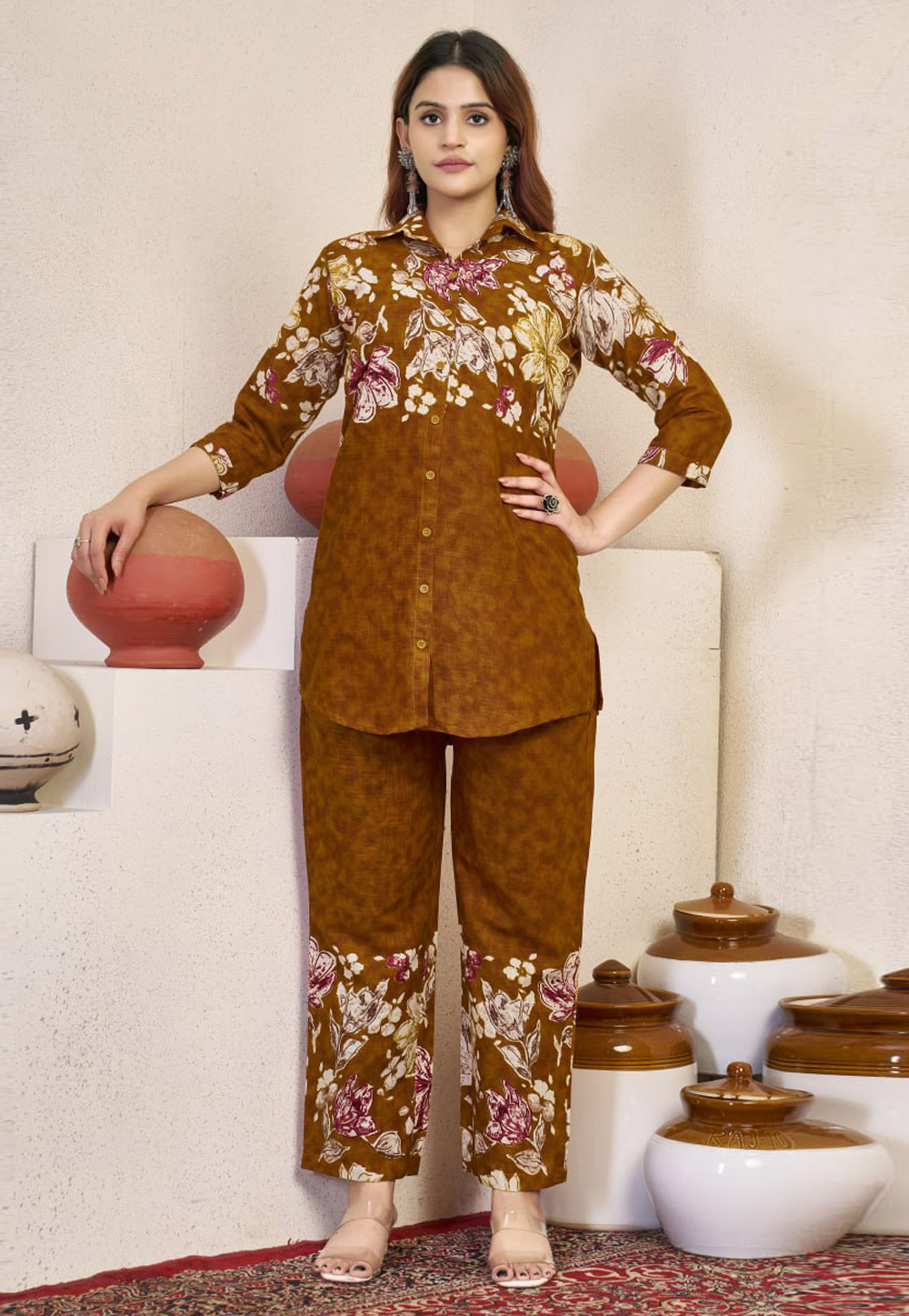 Mustard Cotton Printed Co-Ords Set 320029