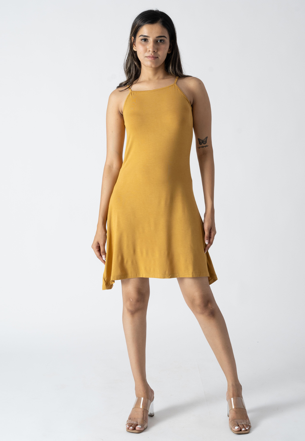 Mustard Cotton Skater Dress 313243