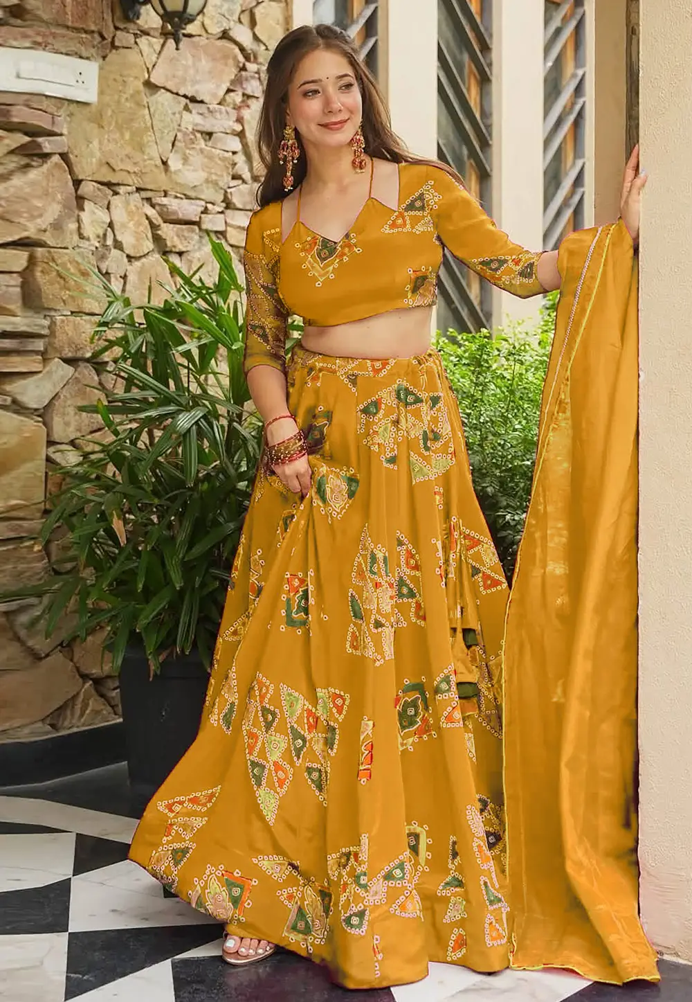 Mustard Crepe Silk Lehenga Choli 333334