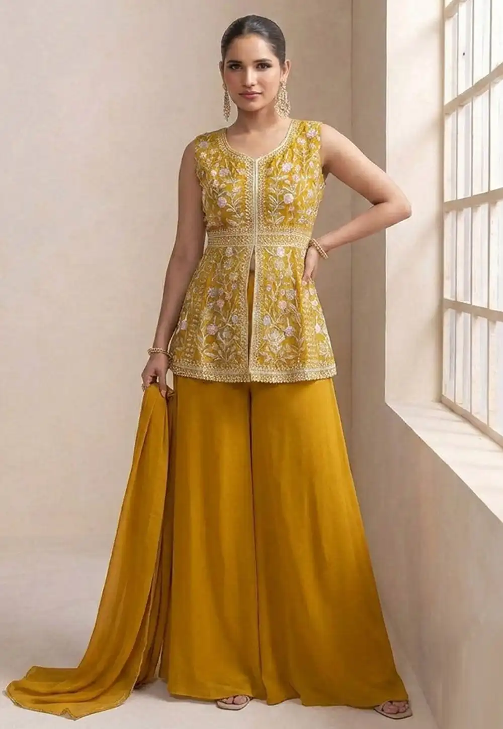 Mustard Georgette Readymade Pakistani Suit 326978