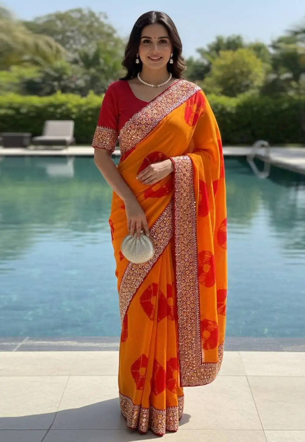 Mustard Georgette Saree With Blouse 321485