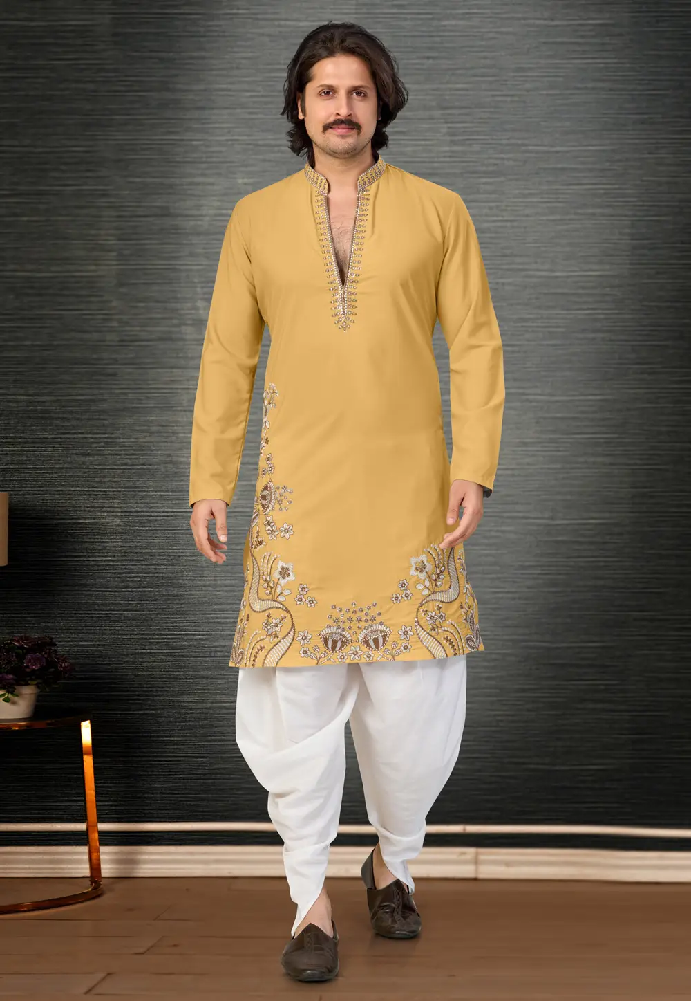 Mustard Lachka Dhoti Kurta 335950