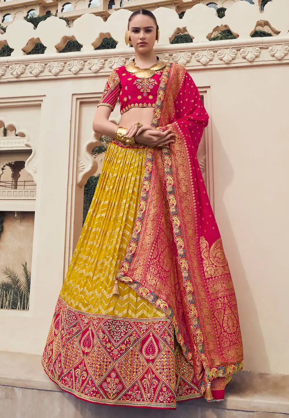 Mustard Organza Lehenga Choli For Wedding 329220