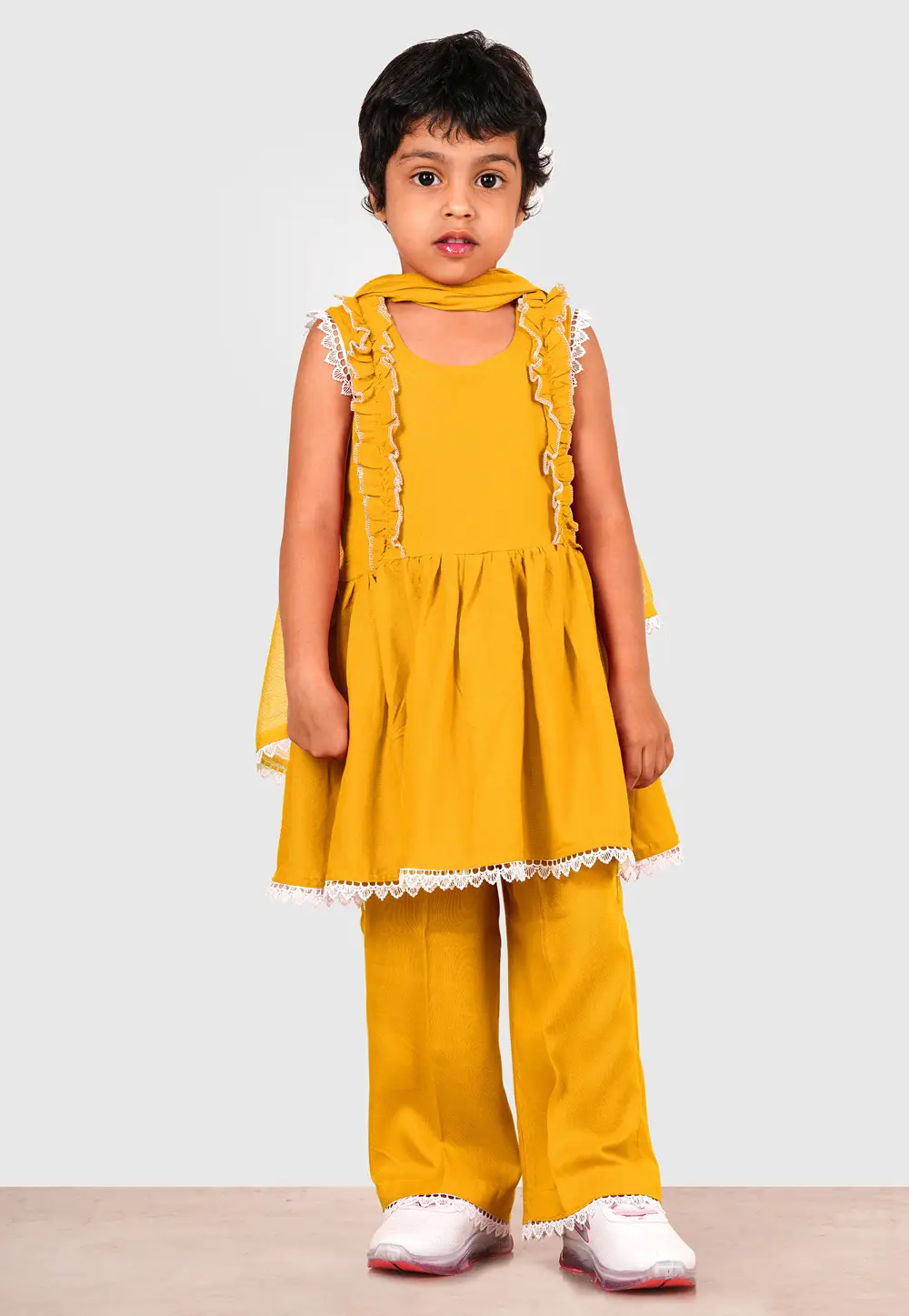 Mustard Rayon Girls Salwar Suit 335718
