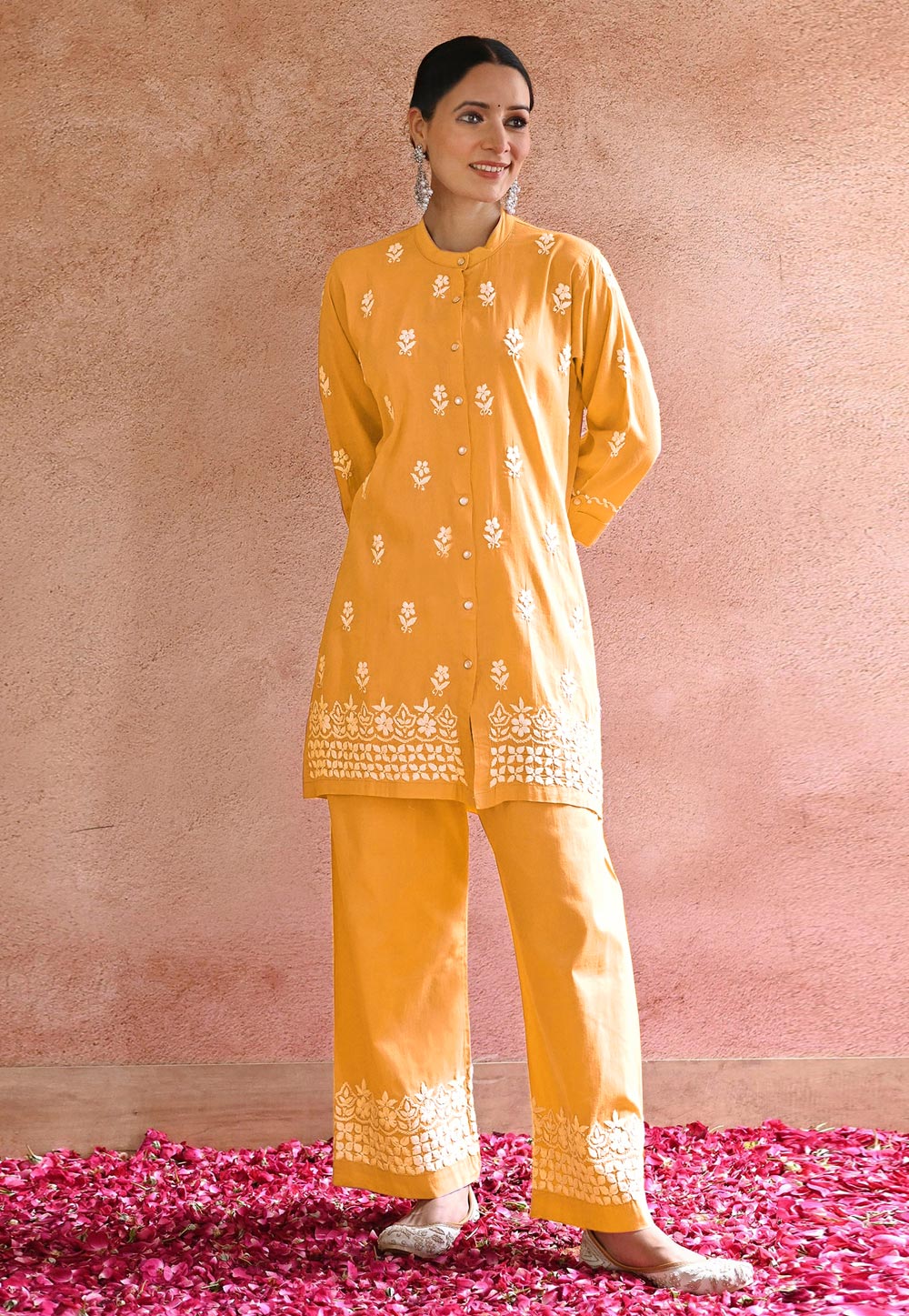 Mustard Rayon Kurta Set With Palazzo 283711