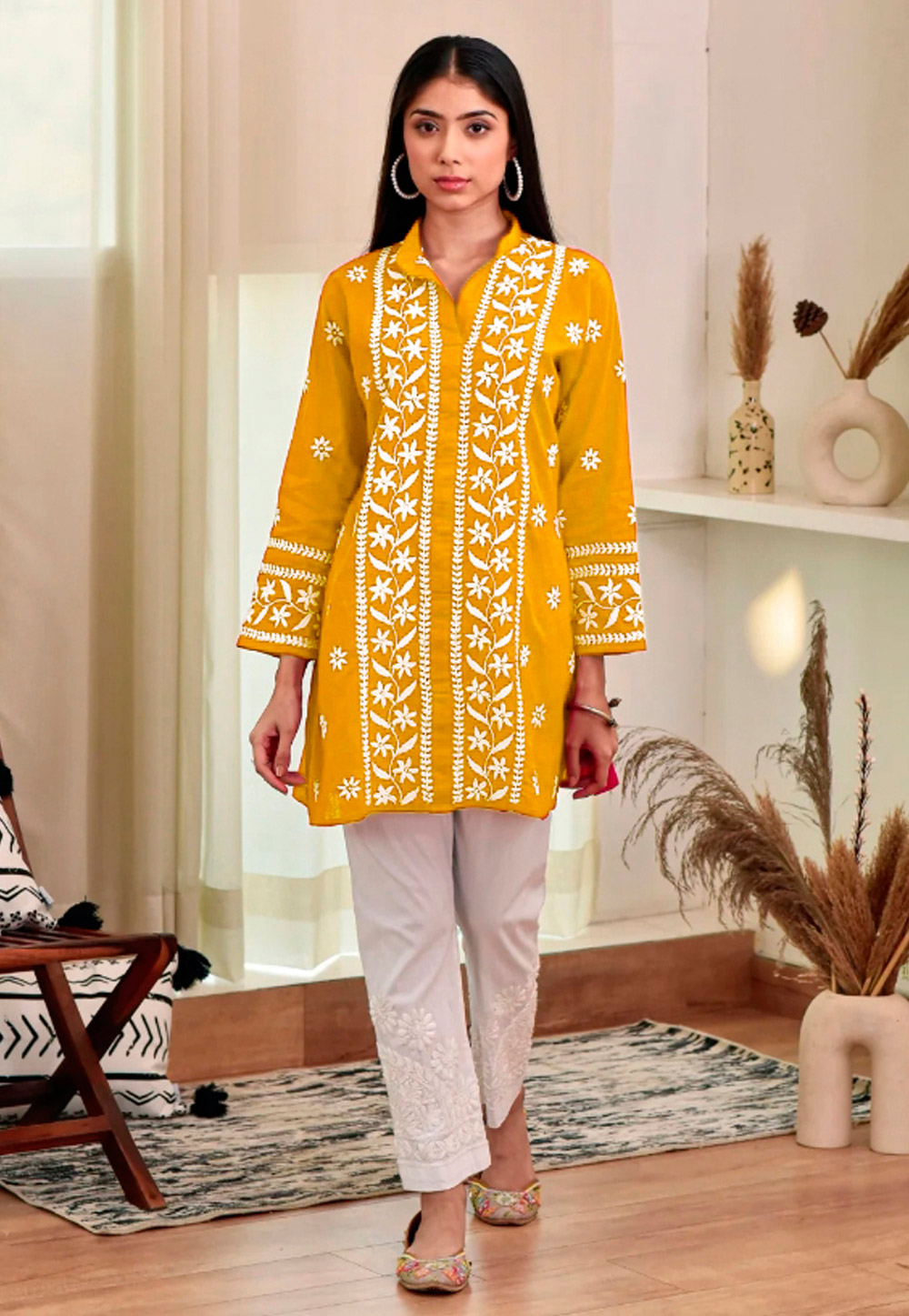 Mustard Rayon Kurti 286085
