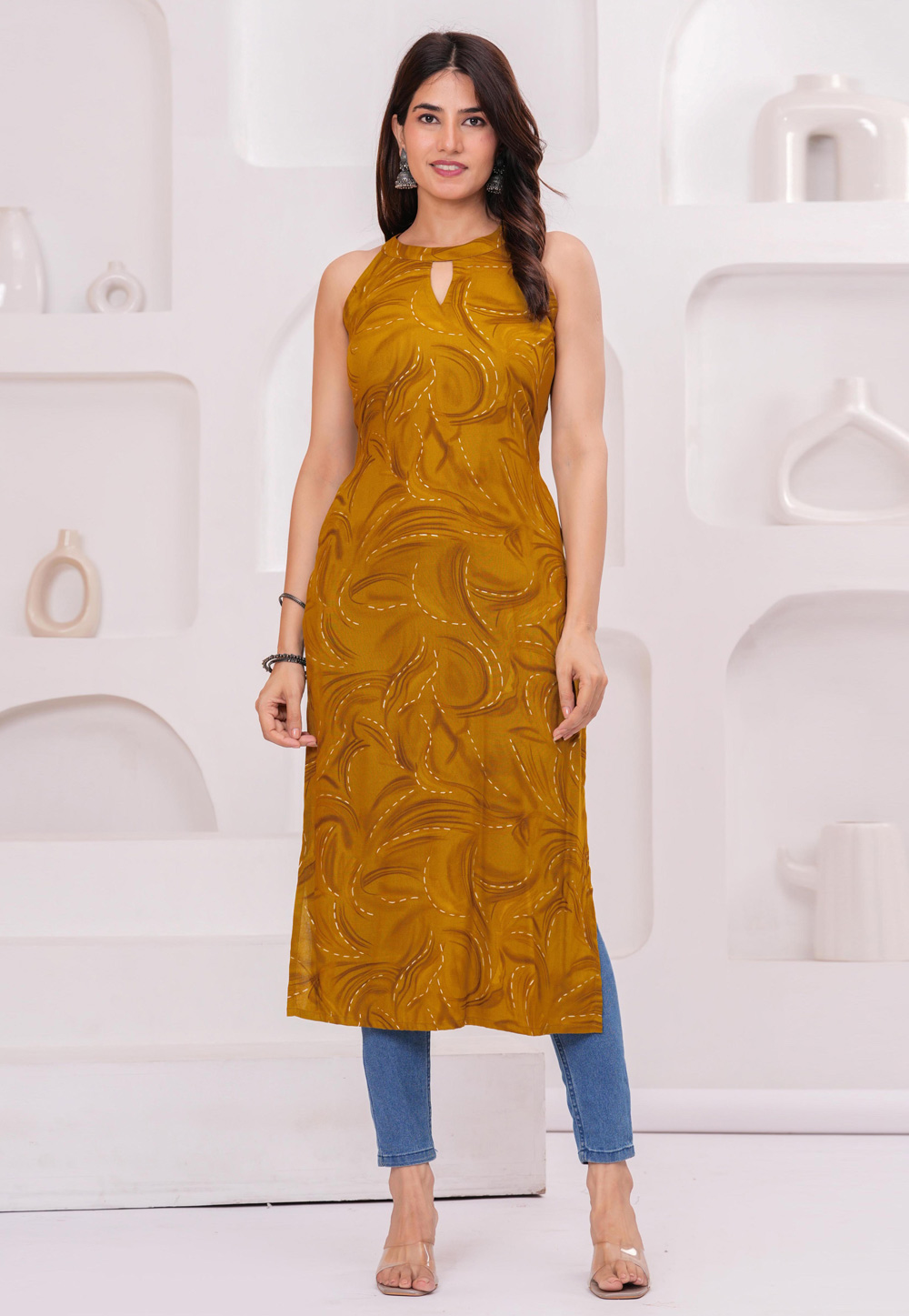 Mustard Rayon Long Tunic 320870