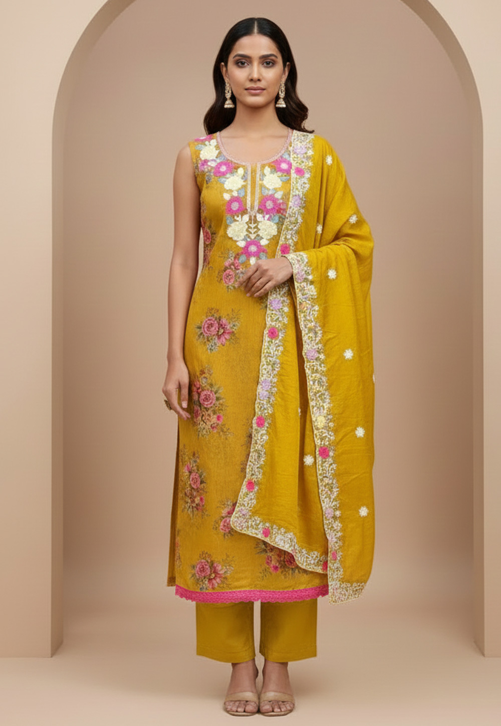 Mustard Shimmer Pakistani Suit 322592