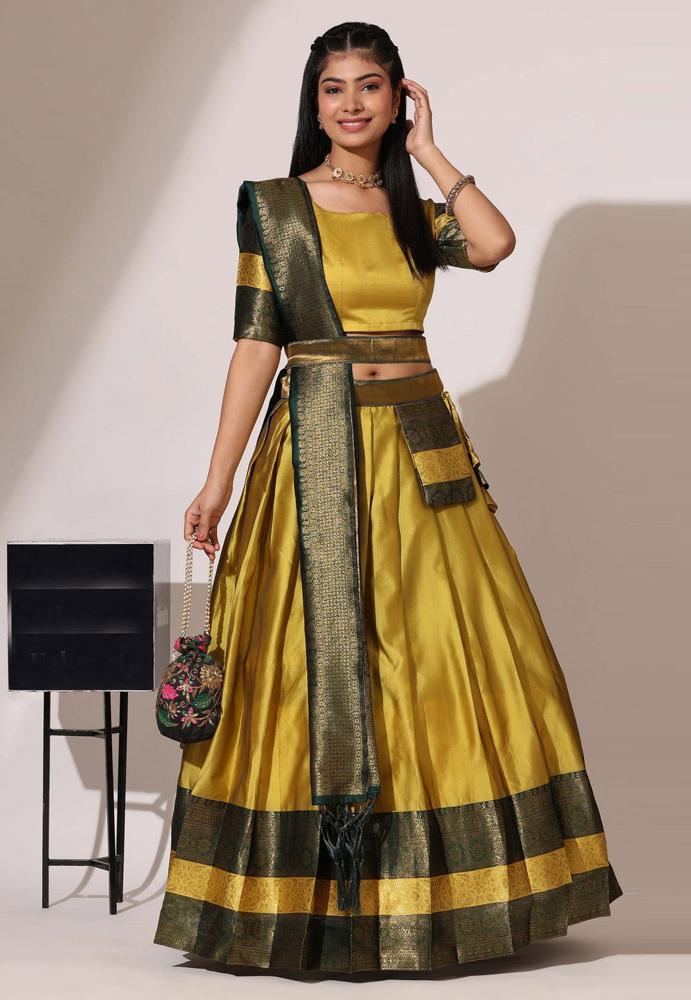 Mustard Silk Circular Lehenga Choli 326548