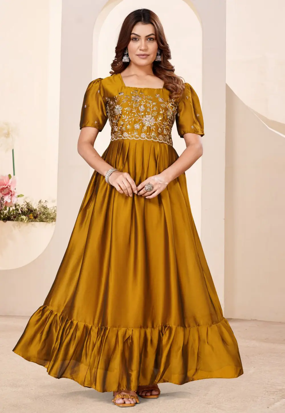 Mustard Silk Gown 331400