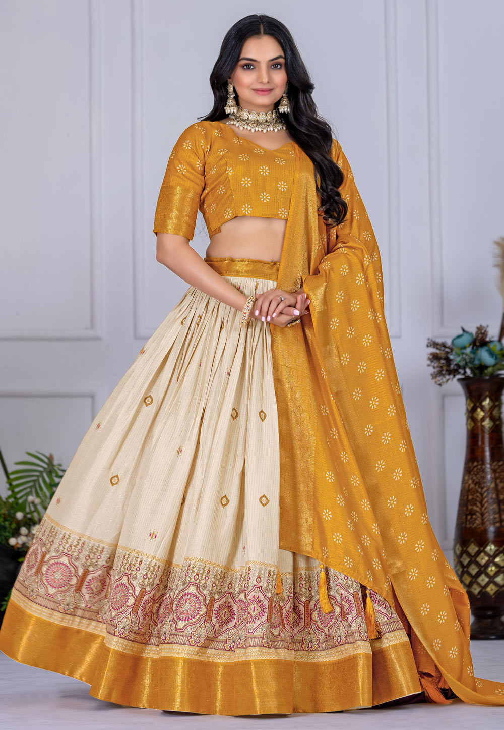 Mustard Silk Lehenga Choli 311410