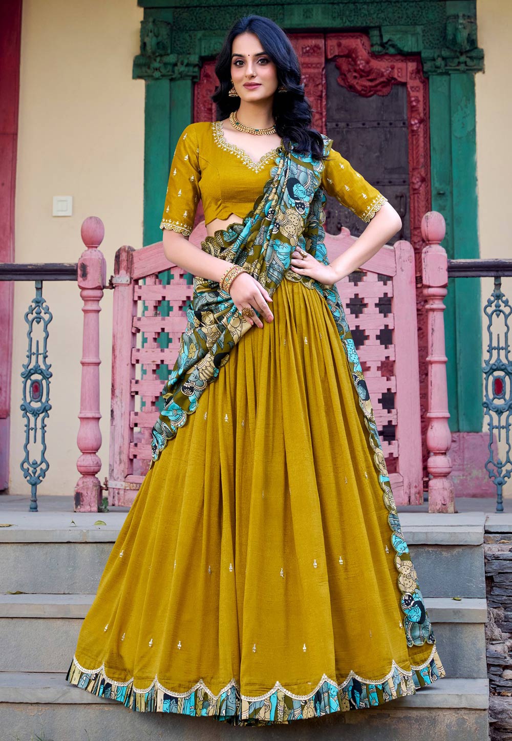 Mustard Silk Lehenga Choli 310206