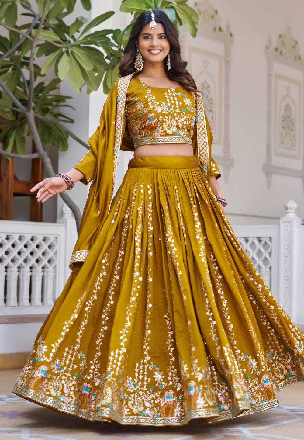 Mustard Silk Lehenga Choli 321008