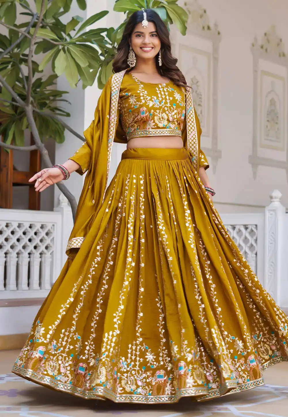 Mustard Silk Lehenga Choli 321008