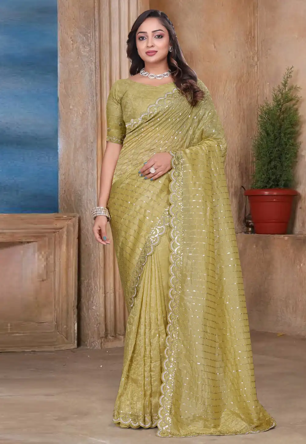 Mustard Silk Saree With Blouse 312535