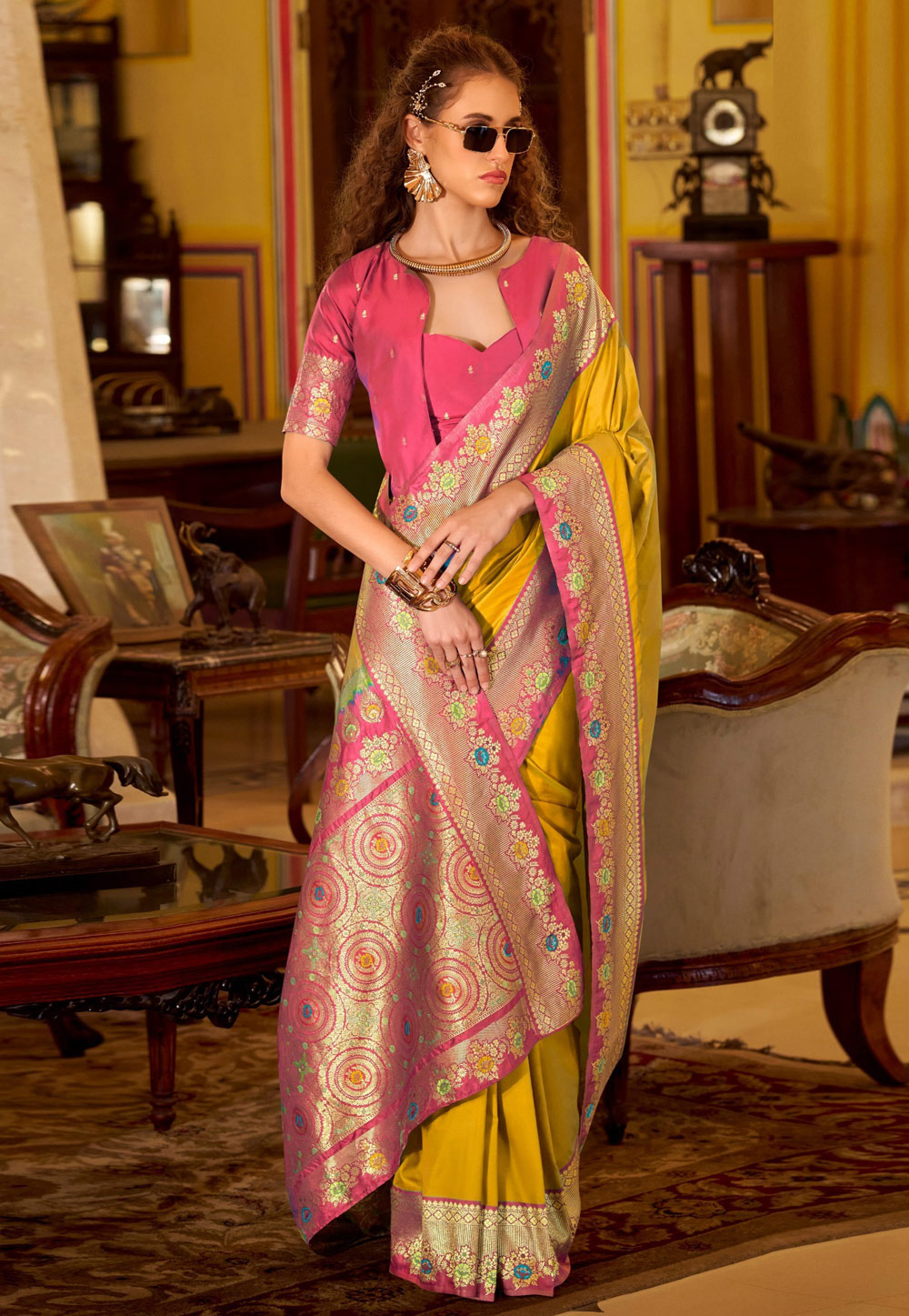 Mustard Silk Saree With Blouse 326849