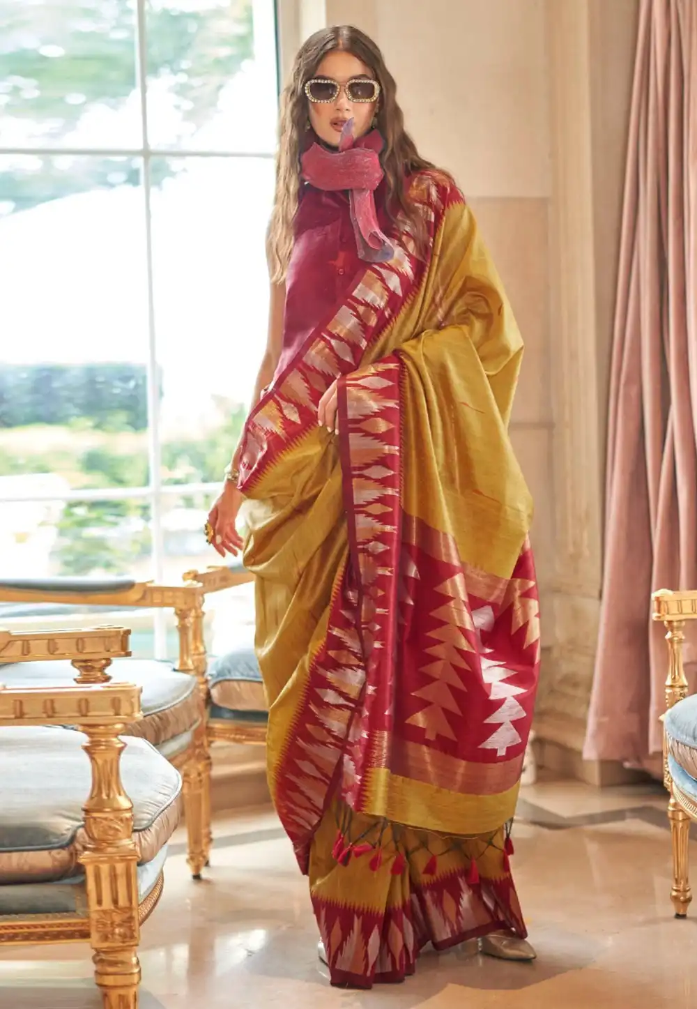 Mustard Silk Saree With Blouse 323220