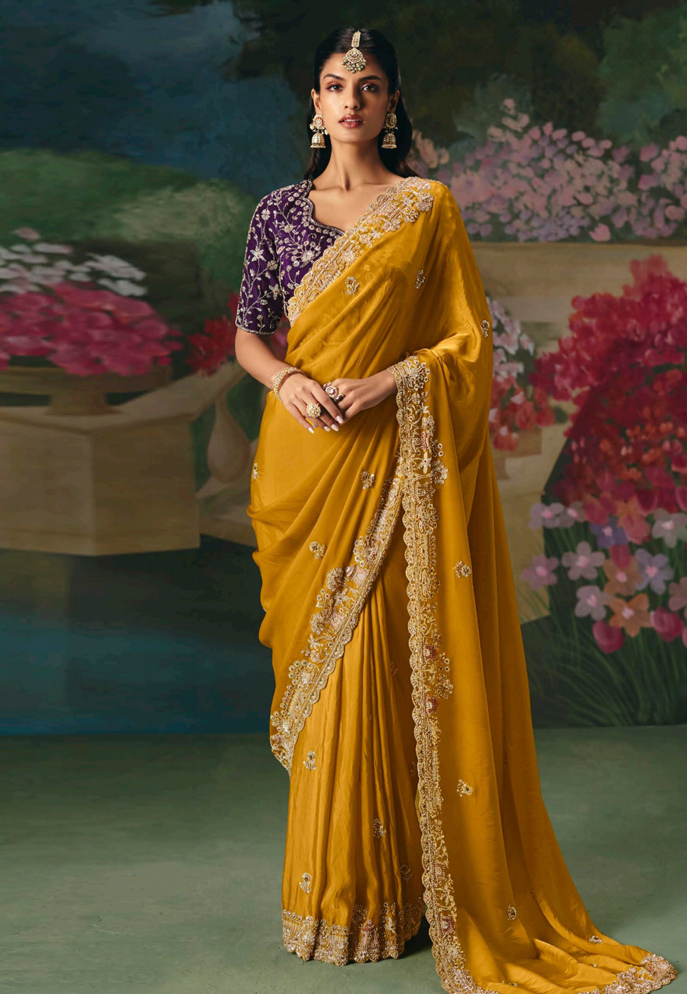 Mustard Silk Saree With Blouse 323625