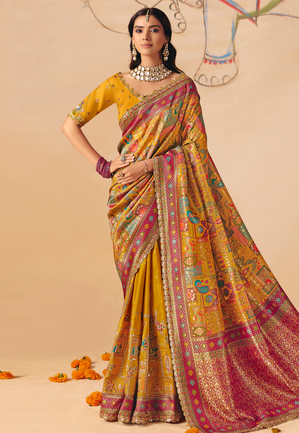 Mustard Silk Saree With Blouse 324652