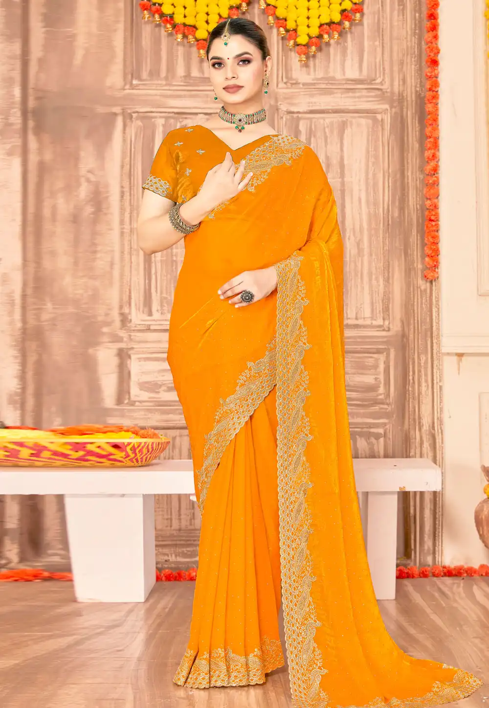 Mustard Silk Saree With Blouse 317252