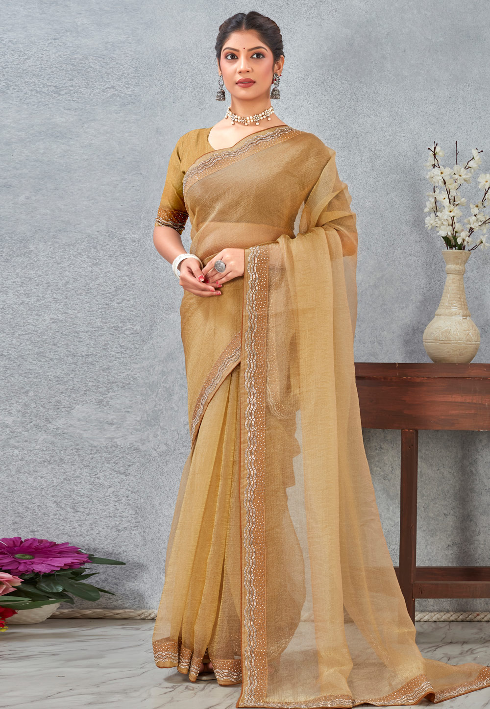 Mustard Silk Saree With Blouse 318652