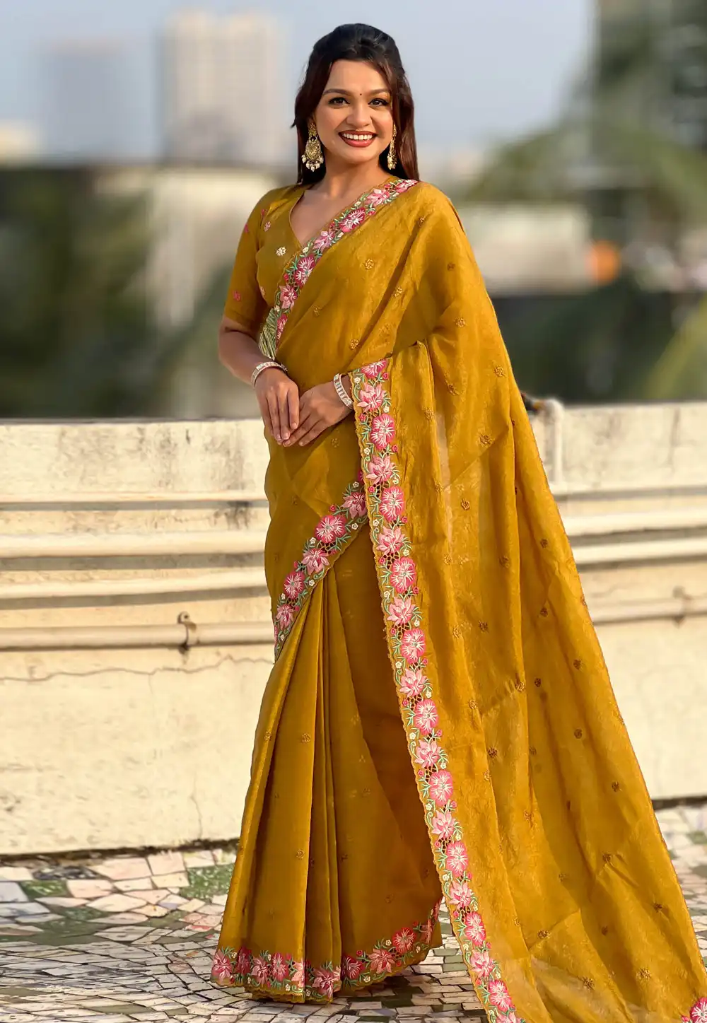 Mustard Silk Saree With Blouse 323537