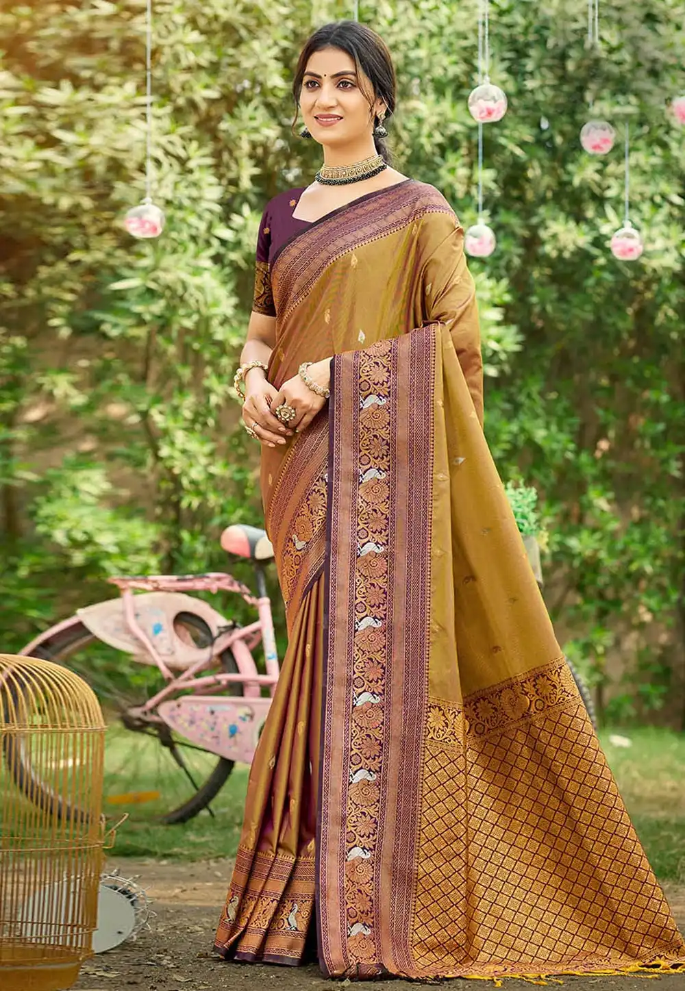 Mustard Silk Saree With Blouse 326511