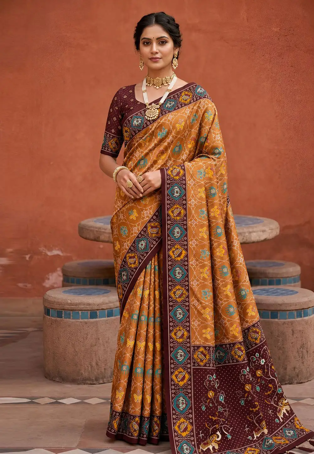 Mustard Silk Saree With Blouse 333862