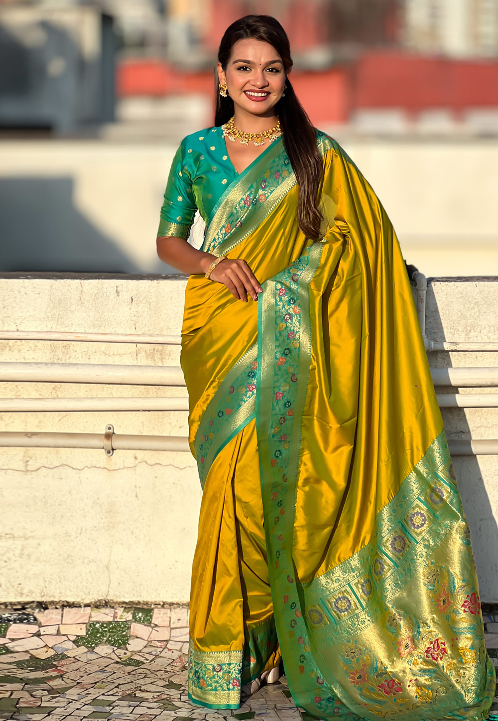 Mustard Silk Saree With Blouse 310540