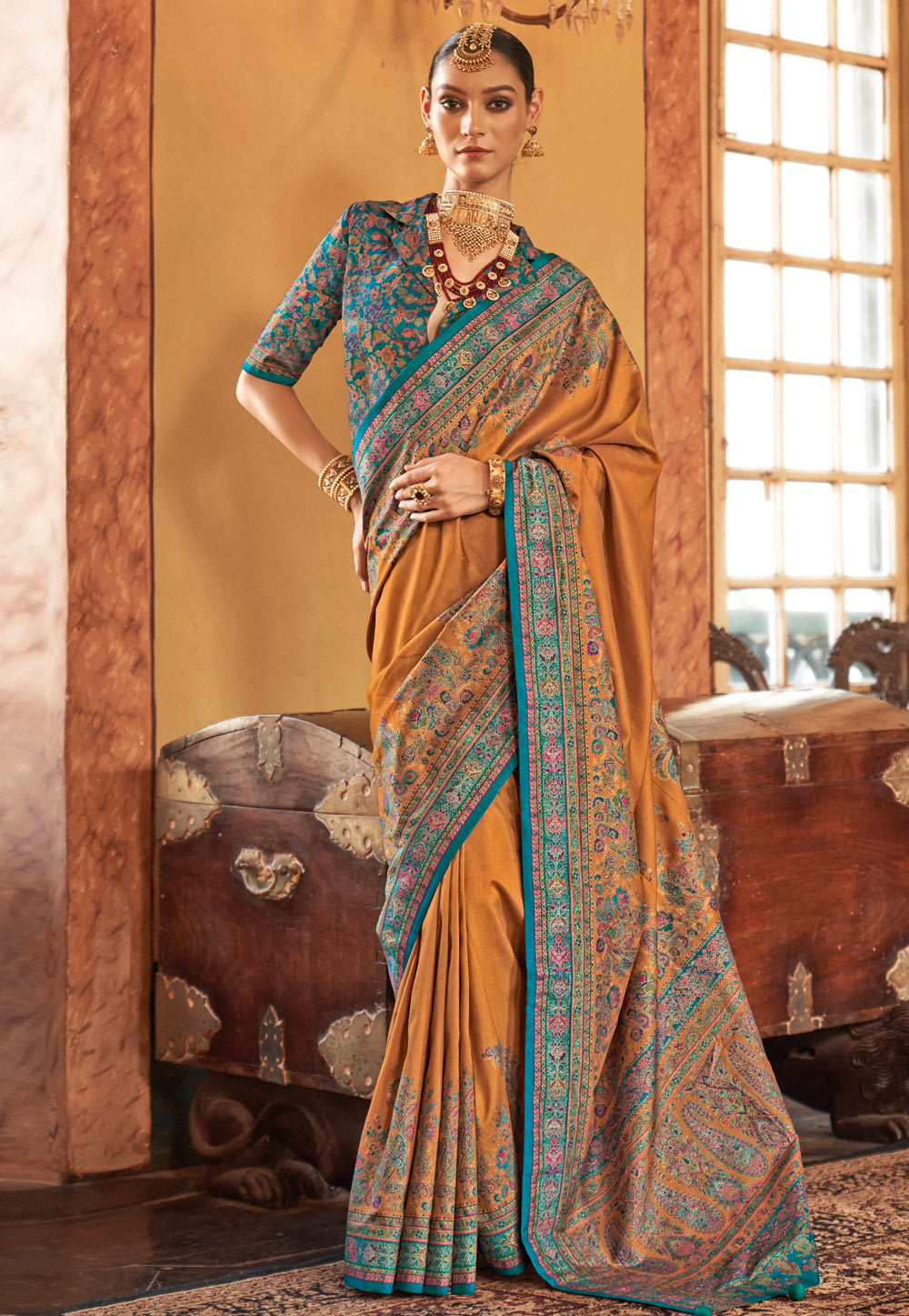 Mustard Silk Saree With Blouse 307021