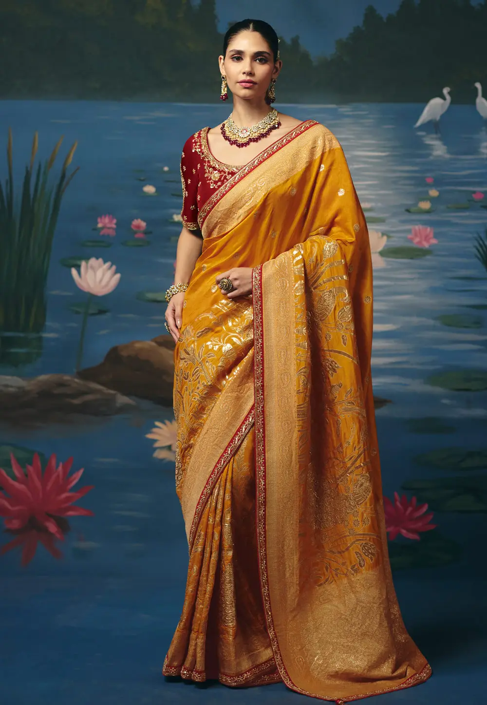 Mustard Silk Saree With Blouse 337142