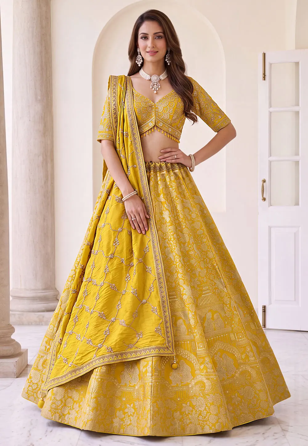 Mustard Silk Wedding Lehenga Choli 332040