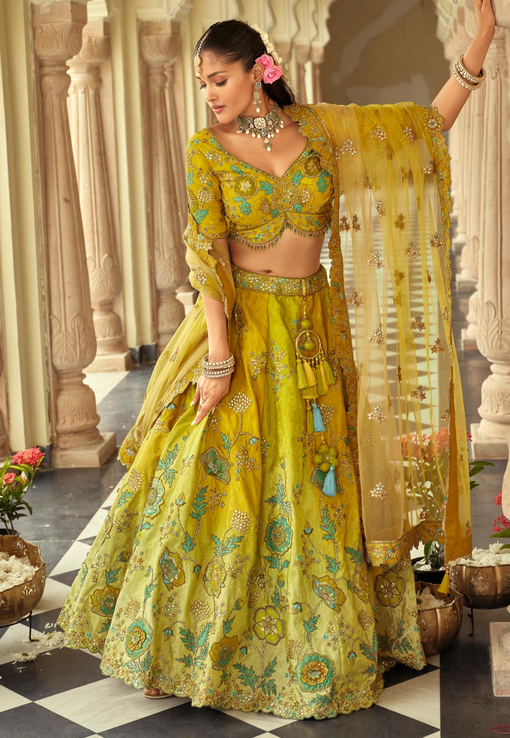 Mustard Silk Wedding Lehenga Choli 319435