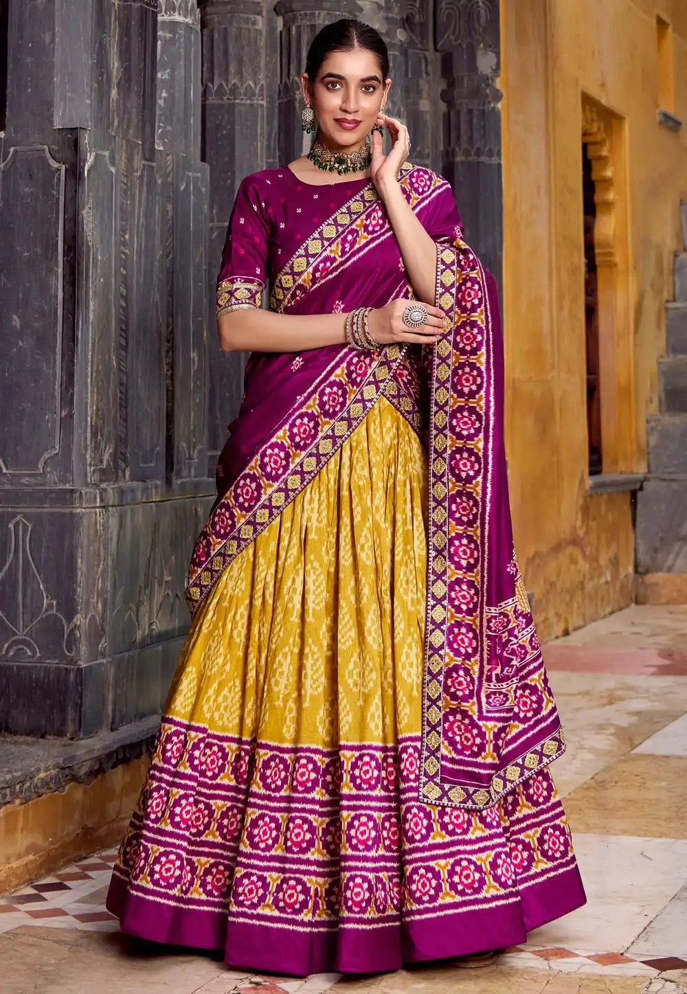 Mustard Tussar Silk Lehenga Choli 315187