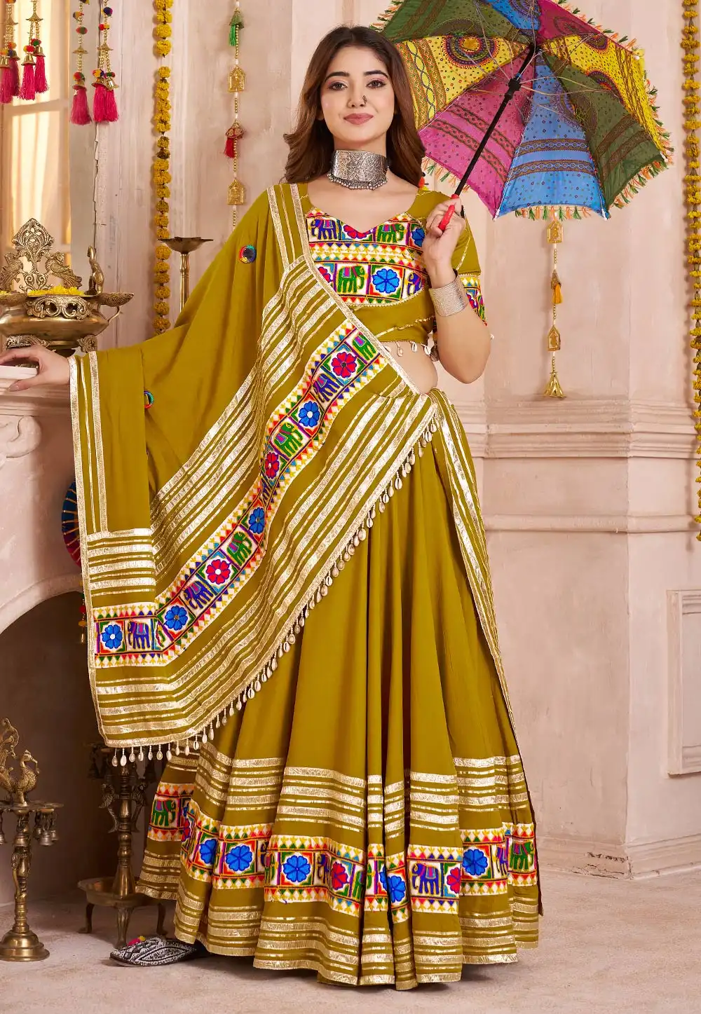 Mustard Viscose Navratri Chaniya Choli 316255